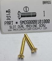 #8-32X1 OVAL HEAD SLOTTED MACHINE SCREW BRASS
