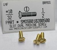 #10-32X1/2 OVAL HEAD SLOTTED MACHINE SCREW BRASS