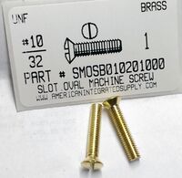 #10-32X1 OVAL HEAD SLOTTED MACHINE SCREW BRASS