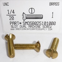 1/4-20X1 OVAL HEAD SLOTTED MACHINE SCREW BRASS