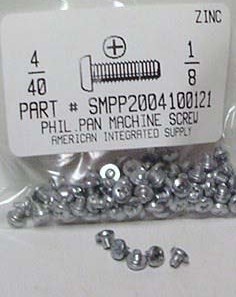 #4-40X1/8 PAN HEAD PHILLIPS MACHINE SCREW STEEL ZINC PLATED