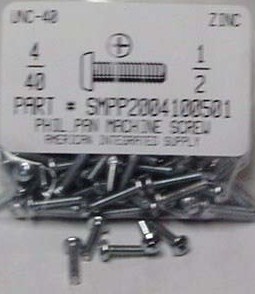 #4-40X1/2 PAN HEAD PHILLIPS MACHINE SCREW STEEL ZINC PLATED