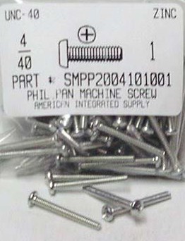 #4-40X1 PAN HEAD PHILLIPS MACHINE SCREW STEEL ZINC PLATED