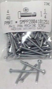 #4-40X1-1/4 PAN HEAD PHILLIPS MACHINE SCREW STEEL ZINC PLATED