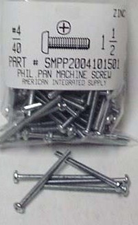 #4-40X1-1/2 PAN HEAD PHILLIPS MACHINE SCREW STEEL ZINC PLATED