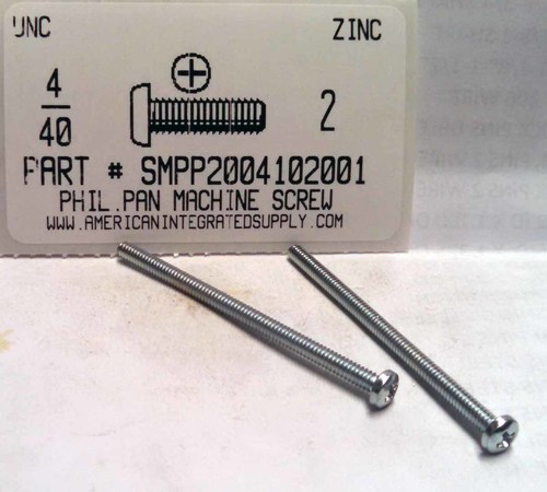 #4-40X2 PAN HEAD PHILLIPS MACHINE SCREW STEEL ZINC PLATED