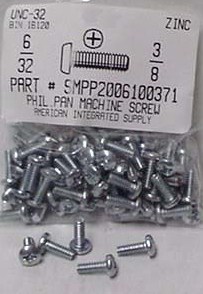 #6-32X3/8 PAN HEAD PHILLIPS MACHINE SCREW STEEL ZINC PLATED