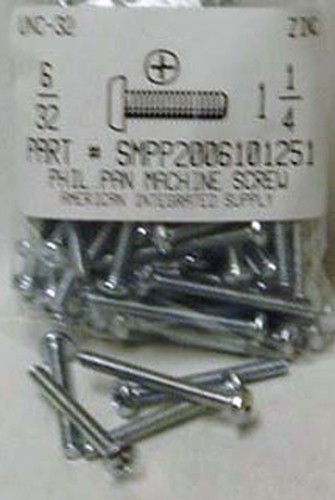 #6-32X1-1/4 PAN HEAD PHILLIPS MACHINE SCREW STEEL ZINC PLATED