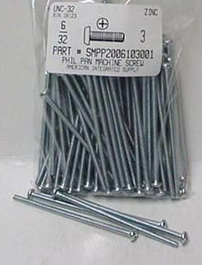 #6-32X3 PAN HEAD PHILLIPS MACHINE SCREW STEEL ZINC PLATED