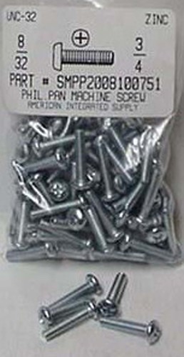 #8-32X3/4 PAN HEAD PHILLIPS MACHINE SCREW STEEL ZINC PLATED