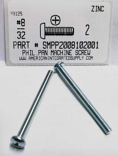 #8-32X2 PAN HEAD PHILLIPS MACHINE SCREW STEEL ZINC PLATED