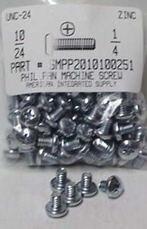 #10-24X1/4 PAN HEAD PHILLIPS MACHINE SCREW STEEL ZINC PLATED