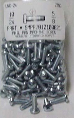 #10-24X5/8 PAN HEAD PHILLIPS MACHINE SCREW STEEL ZINC PLATED