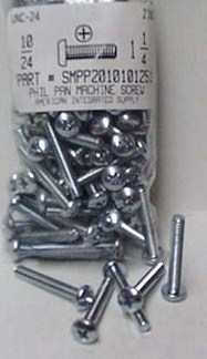 #10-24X1-1/4 PAN HEAD PHILLIPS MACHINE SCREW STEEL ZINC PLATED