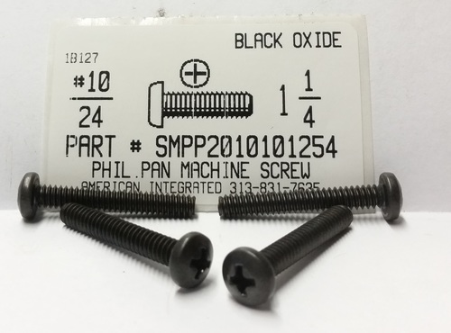 #10-24X1-1/4 PAN HEAD PHILLIPS MACHINE STEEL BLACK OXIDE