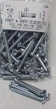 #10-24X1-3/4 PAN HEAD PHILLIPS MACHINE SCREW STEEL ZINC PLATED