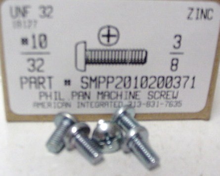 #10-32X3/8 PAN HEAD PHILLIPS MACHINE SCREW STEEL ZINC PLATED