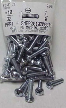 #10-32X7/8 PAN HEAD PHILLIPS MACHINE SCREW STEEL ZINC PLATED