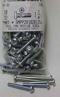#10-32X1-1/4 PAN HEAD PHILLIPS MACHINE SCREW STEEL ZINC PLATED
