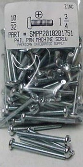 #10-32X1-3/4 PAN HEAD PHILLIPS MACHINE SCREW STEEL ZINC PLATED