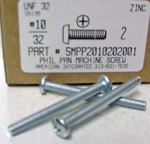 #10-32X2 PAN HEAD PHILLIPS MACHINE SCREW STEEL ZINC PLATED