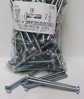 #10-32X2-1/2 PAN HEAD PHILLIPS MACHINE SCREW STEEL ZINC PLATED