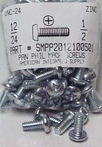 #12-24X1/2 PAN HEAD PHILLIPS MACHINE SCREW STEEL ZINC PLATED