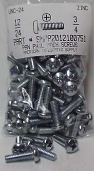 #12-24X3/4 PAN HEAD PHILLIPS MACHINE SCREW STEEL ZINC PLATED