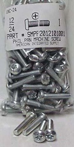 #12-24X1 PAN HEAD PHILLIPS MACHINE SCREW STEEL ZINC PLATED