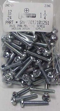 #12-24X1-1/4 PAN HEAD PHILLIPS MACHINE SCREW STEEL ZINC PLATED