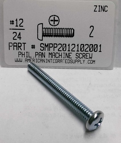 #12-24X2 PAN HEAD PHILLIPS MACHINE SCREW STEEL ZINC PLATED