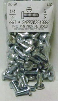 1/4-20X5/8 PAN HEAD PHILLIPS MACHINE SCREW STEEL ZINC PLATED
