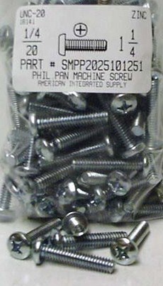 1/4-20X1-1/4 PAN HEAD PHILLIPS MACHINE SCREW STEEL ZINC PLATED