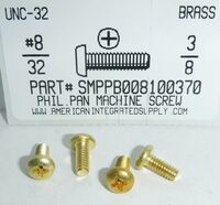 #8-32X3/8 PAN HEAD PHILLIPS MACHINE SCREW BRASS