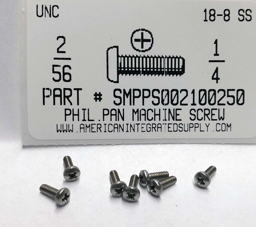 #2-56X1/4 PAN HEAD PHILLIPS MACHINE SCREW 18-8 STAINLESS STEEL