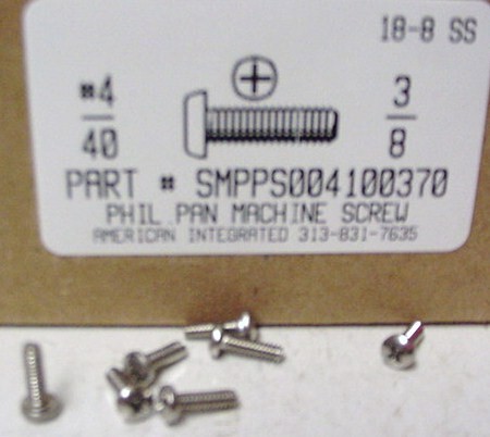 #4-40X3/8 PAN HEAD PHILLIPS MACHINE SCREW 18-8 STAINLESS STEEL