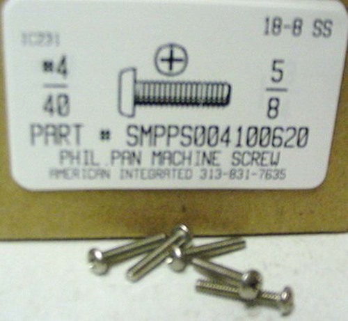 #4-40X5/8 PAN HEAD PHILLIPS MACHINE SCREW 18-8 STAINLESS STEEL