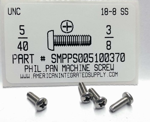 #5-40X3/8 PAN HEAD PHILLIPS MACHINE SCREW 18-8 STAINLESS STEEL