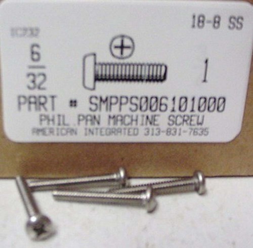 #6-32X1 PAN HEAD PHILLIP MACHINE SCREW 18-8 STAINLESS STEEL
