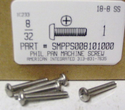 #8-32X1 PAN HEAD PHILLIPS MACHINE SCREW 18-8 STAINLESS STEEL
