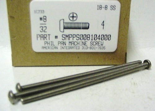 #8-32X4 PAN HEAD PHILLIPS MACHINE SCREW 18-8 STAINLESS STEEL