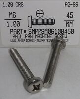 M6-1.00X45MM PAN HEAD PHILLIPS MACHINE SCREW A2 STAINLESS STEEL