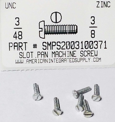 #3-48X3/8 PAN HEAD SLOTTED MACHINE SCREW STEEL ZINC PLATED