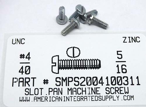 #4-40X5/16 PAN HEAD SLOTTED MACHINE SCREW STEEL ZINC PLATED
