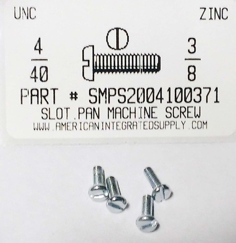 #4-40X3/8 PAN HEAD SLOTTED MACHINE SCREW STEEL ZINC PLATED