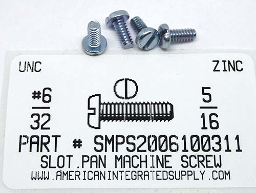 #6-32X5/16 PAN HEAD SLOTTED MACHINE SCREW STEEL ZINC PLATED