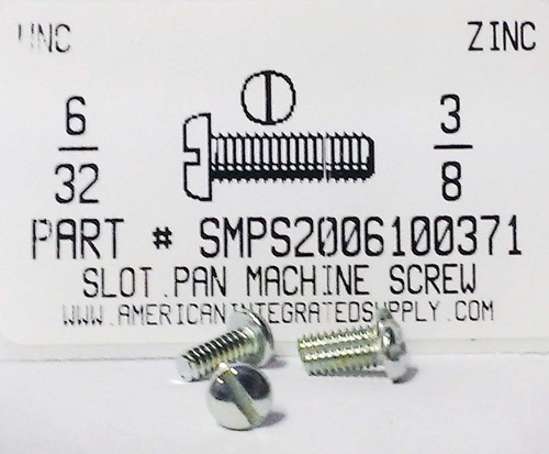 #6-32X3/8 PAN HEAD SLOTTED MACHINE SCREW STEEL ZINC PLATED