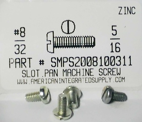 #8-32X5/16 PAN HEAD SLOTTED MACHINE SCREW STEEL ZINC PLATED