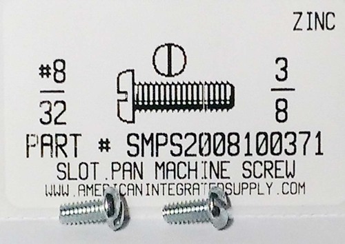 #8-32X3/8 PAN HEAD SLOTTED MACHINE SCREW STEEL ZINC PLATED