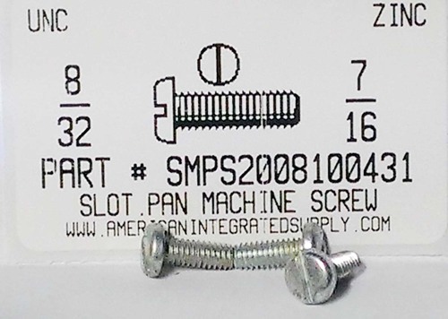 #8-32X7/16 PAN HEAD SLOTTED MACHINE SCREW STEEL ZINC PLATED